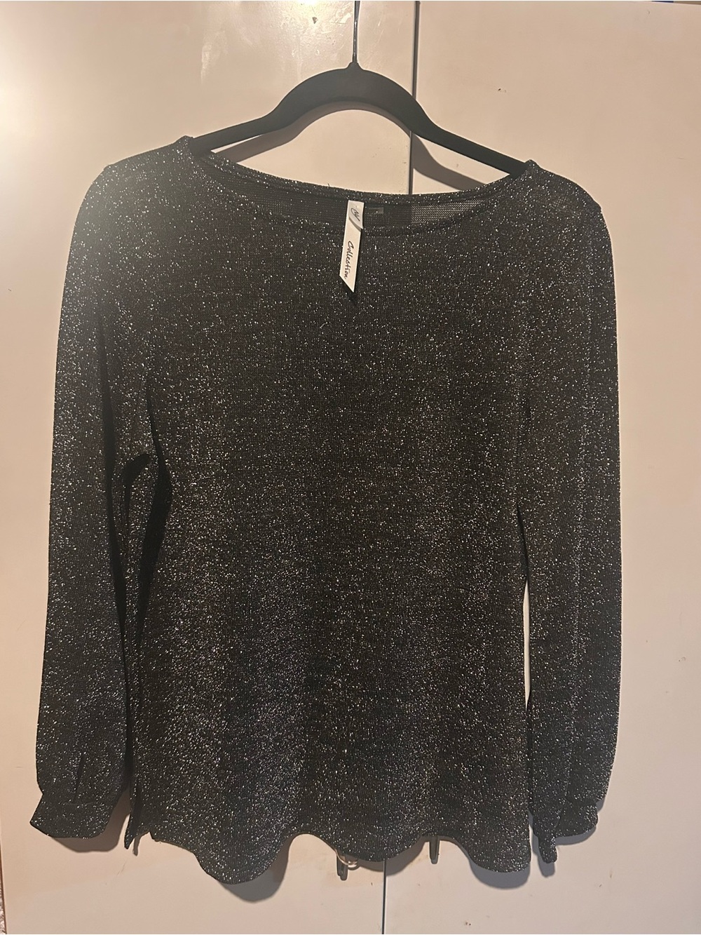 Sean Collection Sparkle Black Long Sleeve Top
